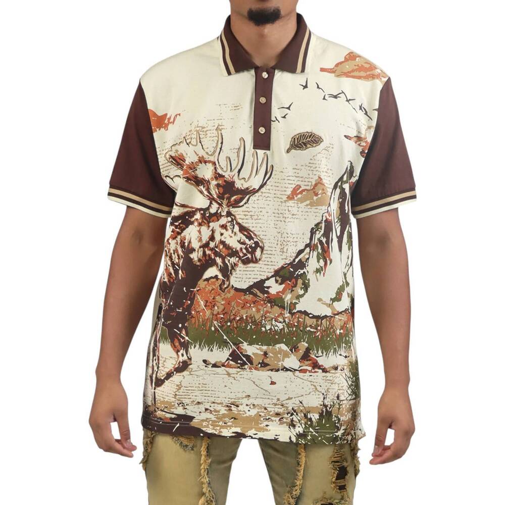 NEW BLAC LEAF path of greatness polo shirt in cream